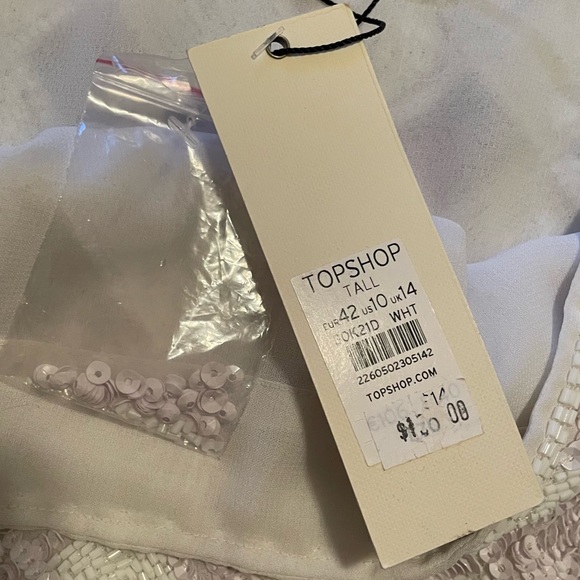 Topshop Tall White Beaded & Sequined Embellished Mini Skirt Size 10 - Picture 6 of 12
